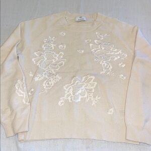 2610100 Allude Women Cashmere Sweater SZ S floral embroidered front arm